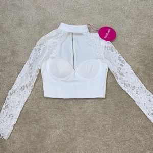 Tiger Mist white lace top.